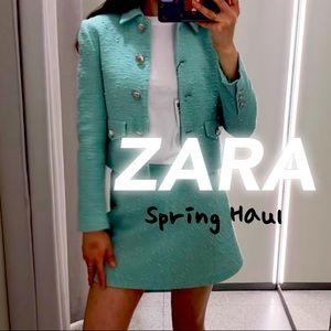 Zara TWEED TEXTURED High Waist Mini Skirt NEW